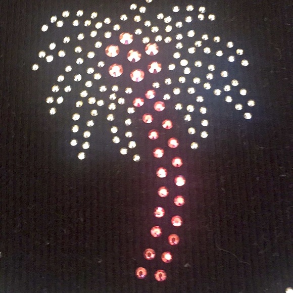 C&F Black Tampa Bay TankTop Crystals on PalmTree - Picture 3 of 8